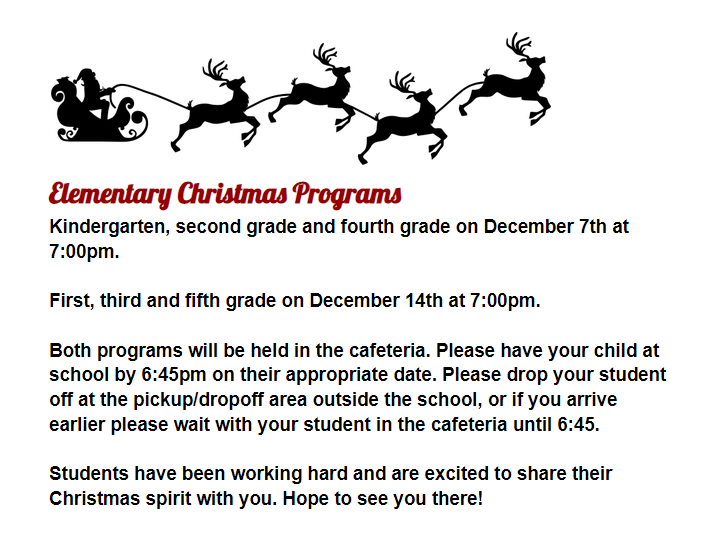 MES Christmas Program Info.