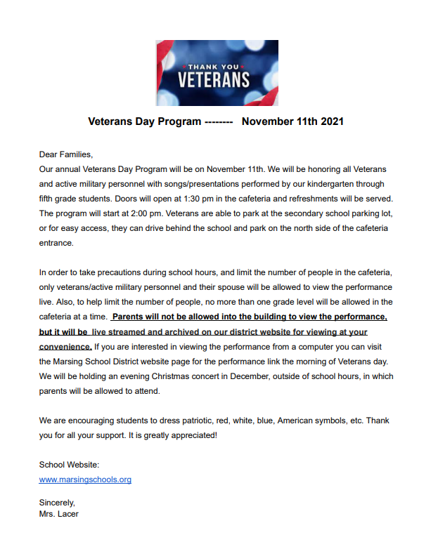 MES Veterans Day Program